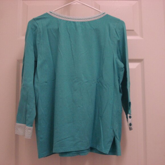 Talbots Petites 3/4 Sleeve Green Pullover Top Size LP - Picture 2 of 8